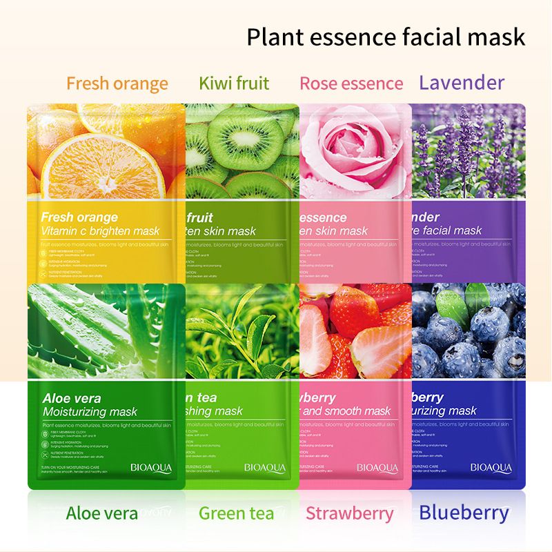 Maschera viso idratante per la pelle con frutta e piante BIOAOUA in inglese_voghion.com