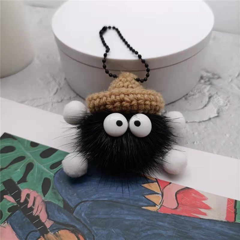 Dumb Small Coal Ball Plush Pendant Car Key Chain Pendant Cartoon Pendant Net Red Bag Plush Pendant_voghion.com