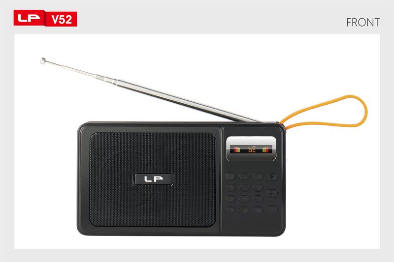 LP-V52 Square Radio Bluetooth Stand Solar Charging Long Antenna with Screen Button Mischievous Mini Card Insertion_voghion.com