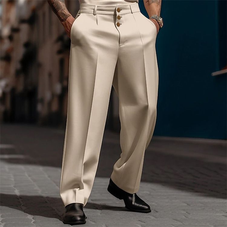 Männer Riicht Formell Hosen Locker Moud Geschäftshosen Komfort Casual Breet Laang Hosen Sozial Hosen Joggers Männerkleeder_voghion.com