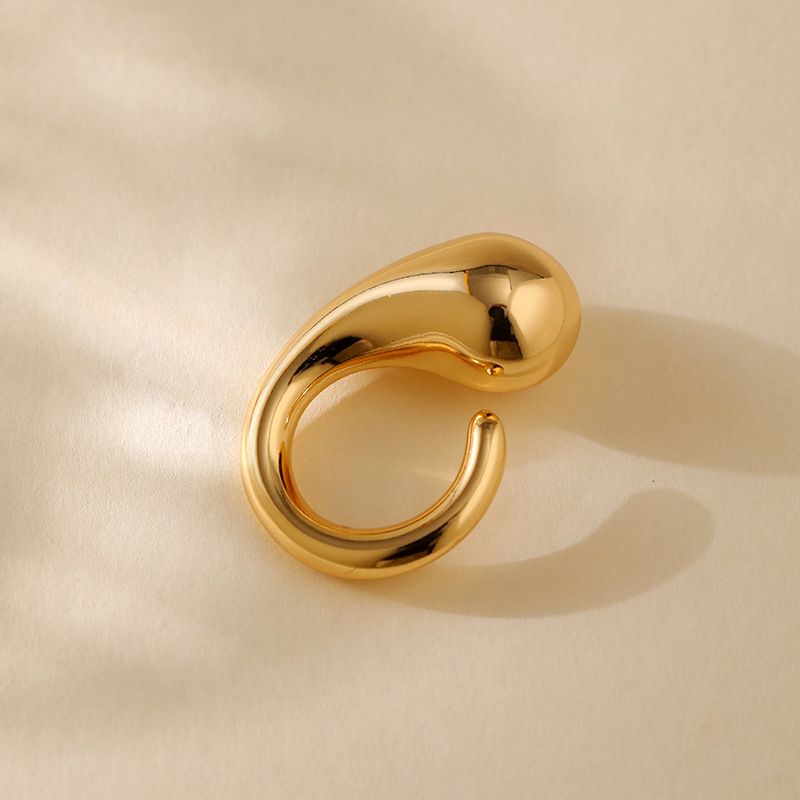 Heavy metal color preserving love ring copper plated with K real gold stacking fashion irregular texture retro ring_voghion.com