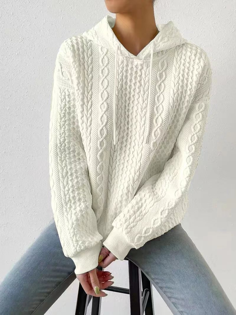 Kadınlar İçin Tığ İşi Örgü Sweatshirt - Büyük Boy Yuvarlak Yaka Kazak (S-5XL, 6 Renk)_voghion.com