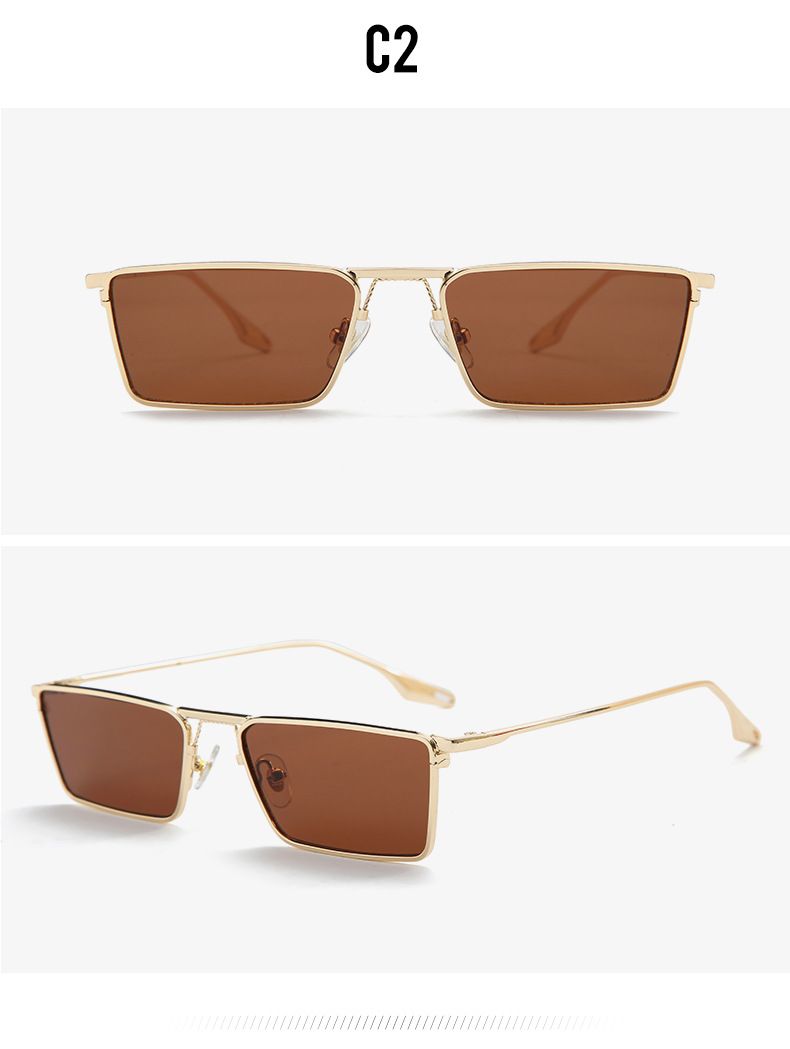 2021 Kleines Gesicht Transparente Persönlichkeit Quadratische Goldrahmenbrille 50702 Neue trendige Sonnenbrille_voghion.com