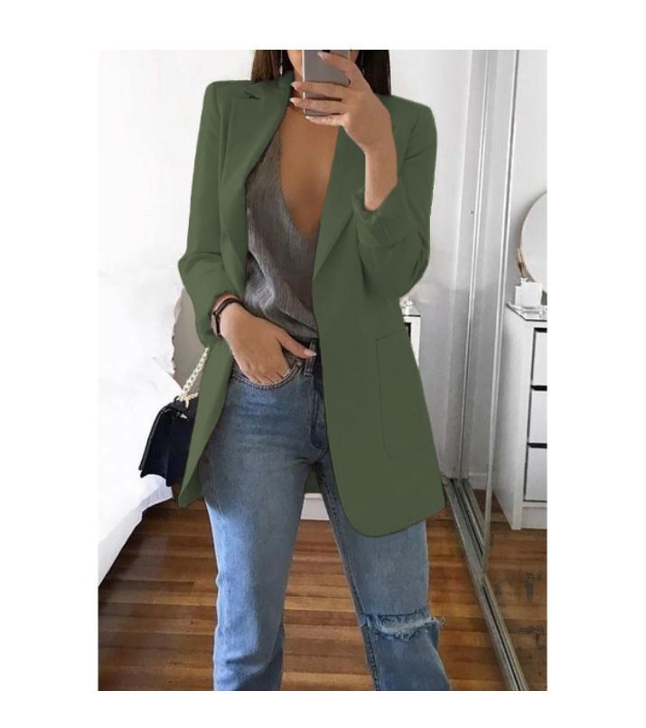 Dammode casual kostym lapel slim cardigan stil kostymjacka_voghion.com