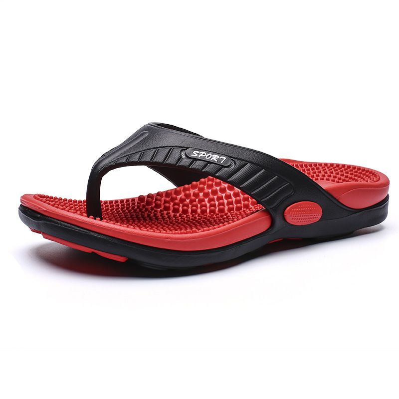 Extra große 46 Atmungsaktive Strandschuhe Massagesohle Fischgrätenmuster Herren One Line Hausschuhe Sandalen_voghion.com