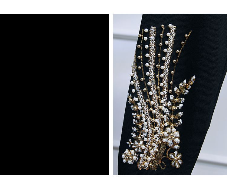 Vêtements pour femmes, pull à manches longues et perles à paillettes, pantalon décontracté, costume deux pièces_voghion.com
