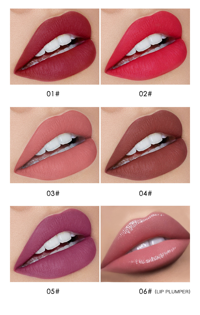 Carina Niceface – mattes, antihaftbeschichtetes Cup-Set mit Lipgloss mit verstärkender flüssiger Textur_voghion.com