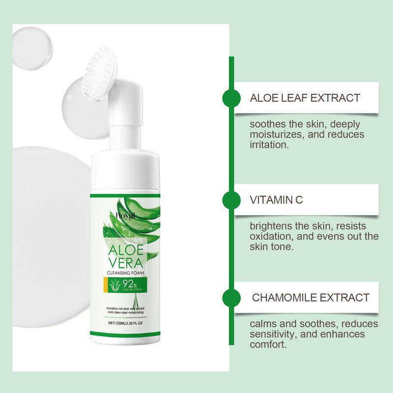 Hoygi Aloe Vera Facial Foam Gentle Cleansing For Face Pores Hydration Oil Control Moisturizing Non-Tightening_voghion.com