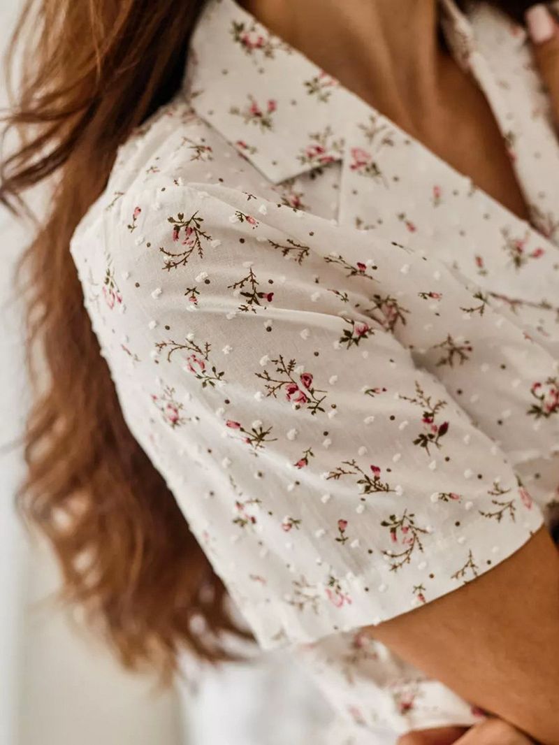 Women's Sleepwears Printed Comfortable Loose Cotton Breathable Short Sleeved Home Clothes Two Piece Pajamas_voghion.com