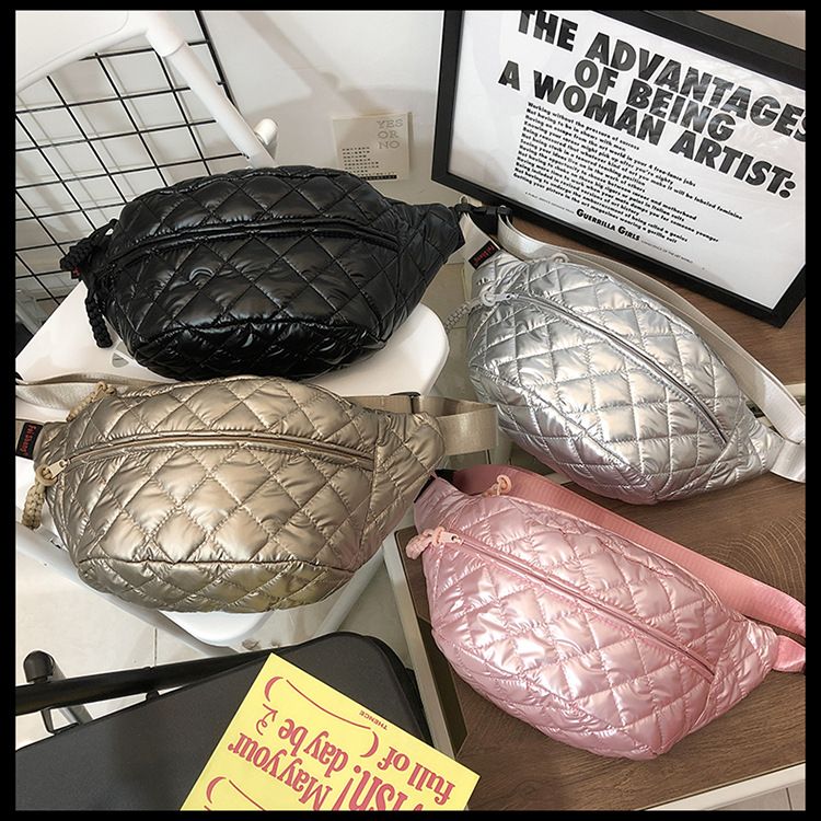 Winter New Women's Waist Bag Large Capacity Cotton Coat Crossbody Bag Fashion Waist Bag Diamond Embroidery Couple Chest Bag_voghion.com