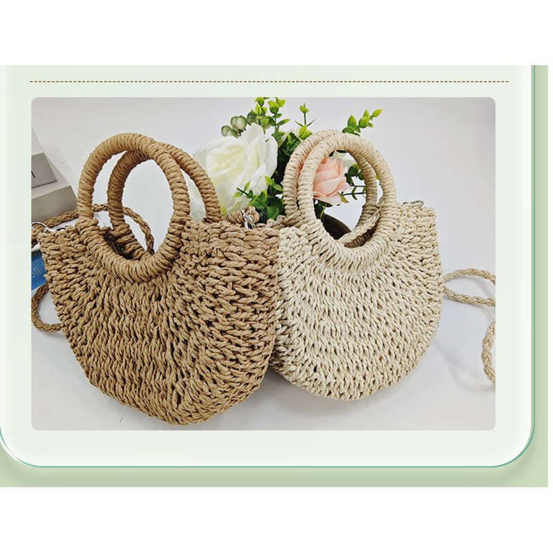 Borsa a mano minimalista Straight 2025, borsa da spiaggia, essenziale per scattare foto, borsa intrecciata senza fodera né tracolla_voghion.com