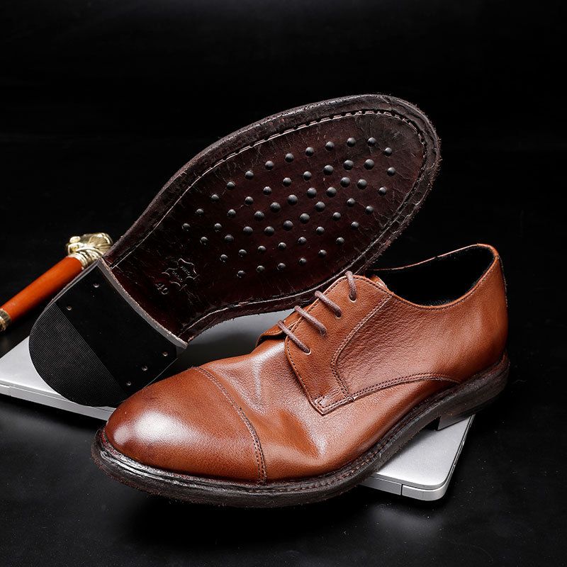 TerraStride Echte, große Sohle, gewaschen, formell, Frühling/Herbst, niedriger Schaft, Schnürschuh, klassisch, spitze Zehenpartie, Derby-Leder, trendige Herrenschuhe_voghion.com