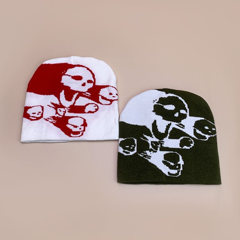 New Hip Hop Halloween Men's and Women's Jacquard Woolen Knitted Autumn/Winter Hat Trendy Alphabet Warmth_voghion.com