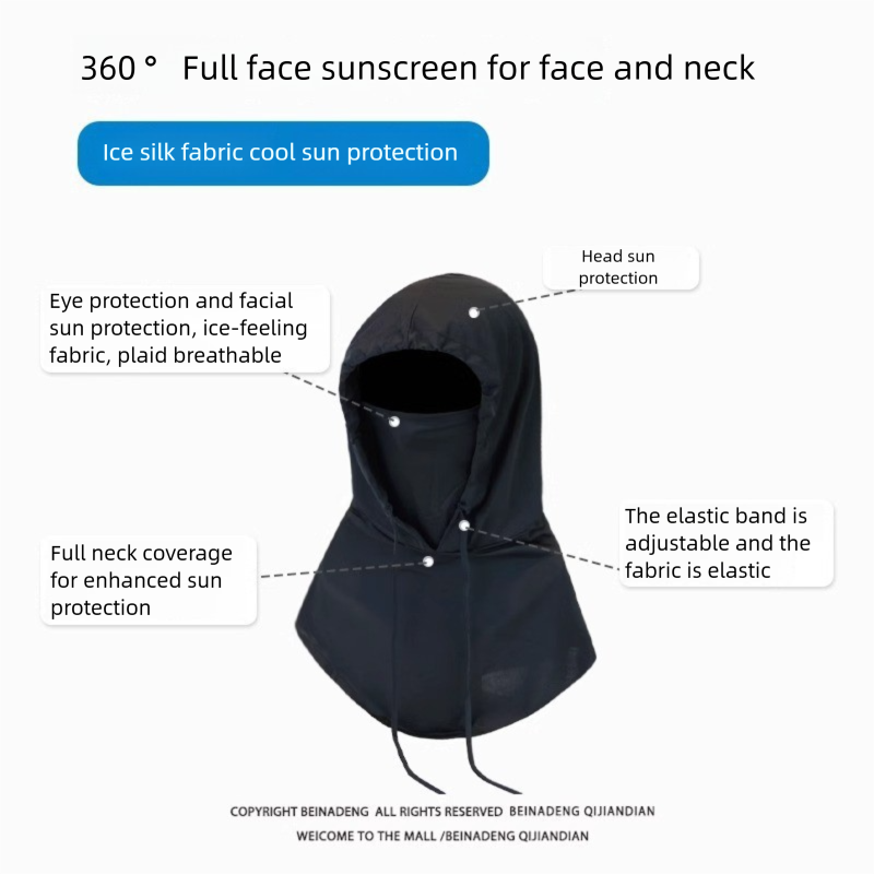 Masque de protection solaire d'été pour hommes, couverture intégrale du visage, cache-cou respirant en soie glacée, écharpe, bonnet, voile 3 en 1 pour le cyclisme_voghion.com