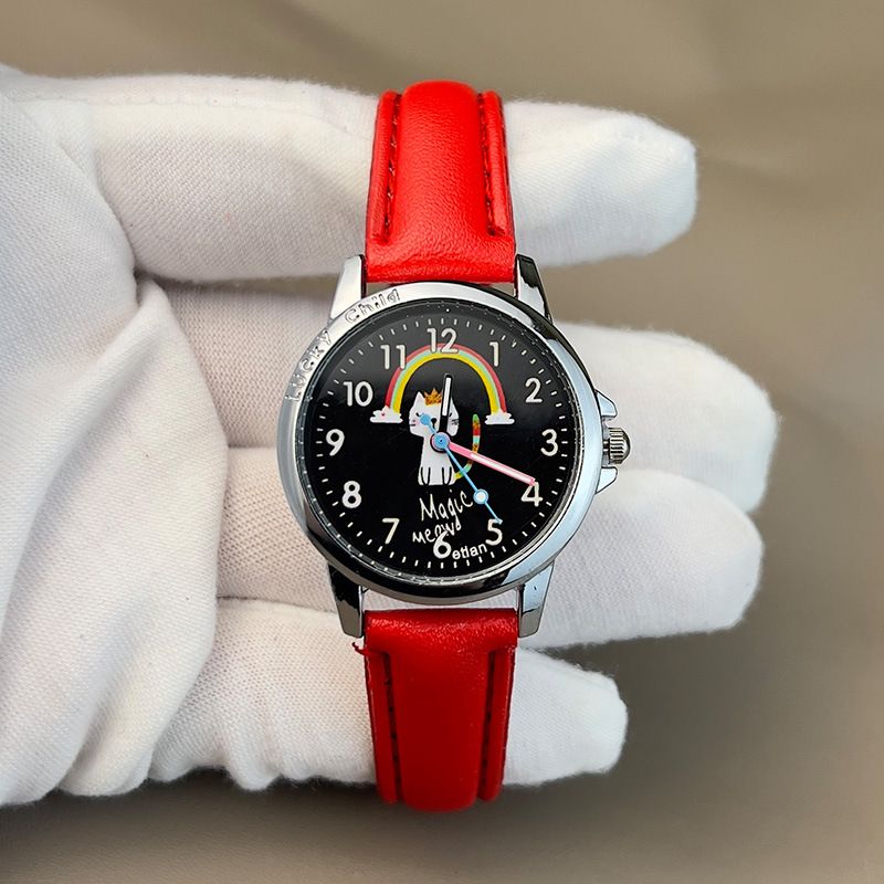 Modische Quarzuhr für Kinder, süße Studentenuhr, Katze, digital, buchstäblich Uhr für die Arbeit, täglich, Muttertag, Geburtstag, Jahrestag, Valentinstag, Geschenk_voghion.com