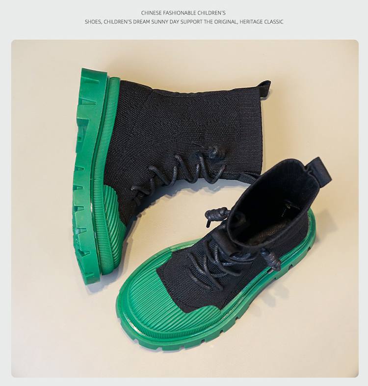 YISHEN Flickor Stövlar Strumpor Skor Snörning Barnstövlar Andas Elastisk Flygande Stickning Chunky Skor Modestövlar för barn_voghion.com