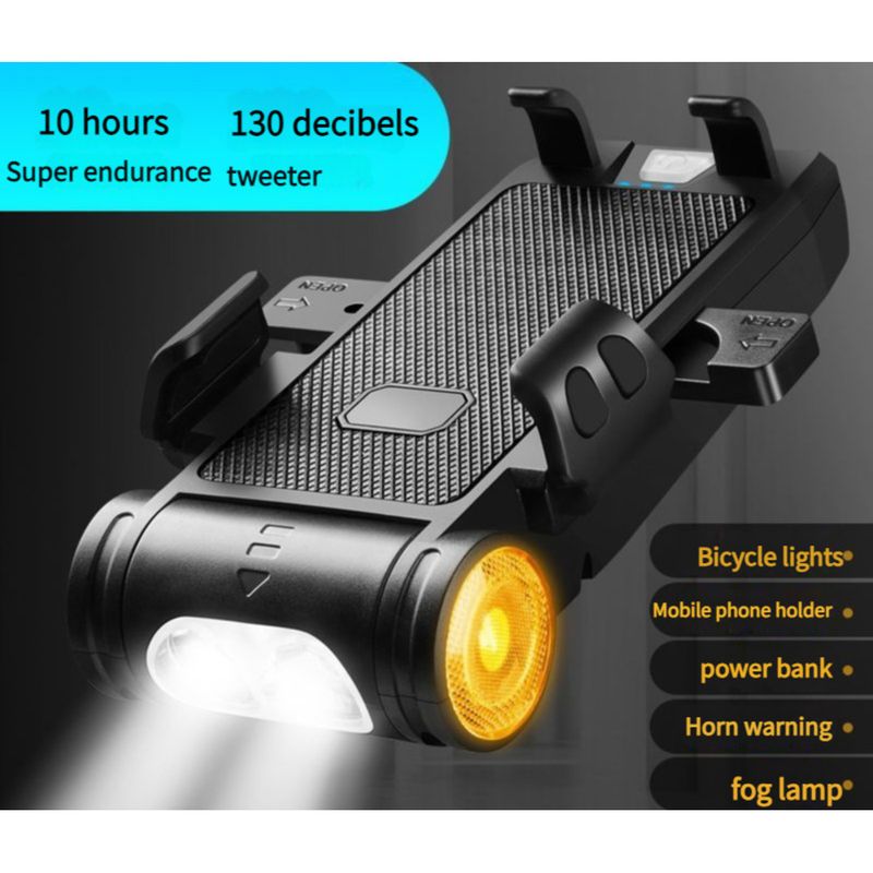 Fahrrad-Frontlicht Elektrische Hupe Ladetelefonhalter Hohe Helligkeit Taschenlampe Rennrad Mit FY-330_voghion.com