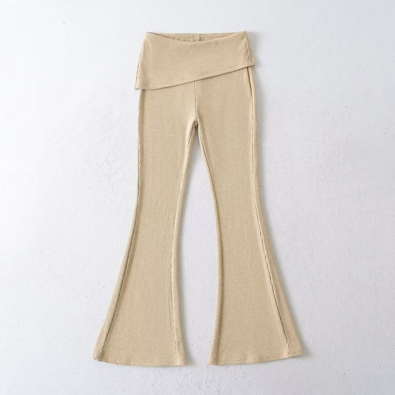 Fitted Flare Pants & Hooded Top Set - Slimming High-Waist Bell Bottoms With Asymmetric Detailing, Trendy Streetwear Outfit (Black/Gray/Khaki/Red, S-L)_voghion.com