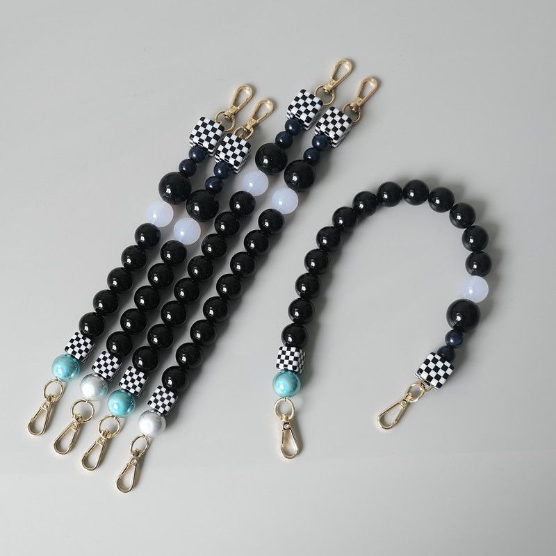 Mode Vintage Handgemaakte Kleur-Block Zwarte Hars Tas Handheld Acryl Kralenketting_voghion.com