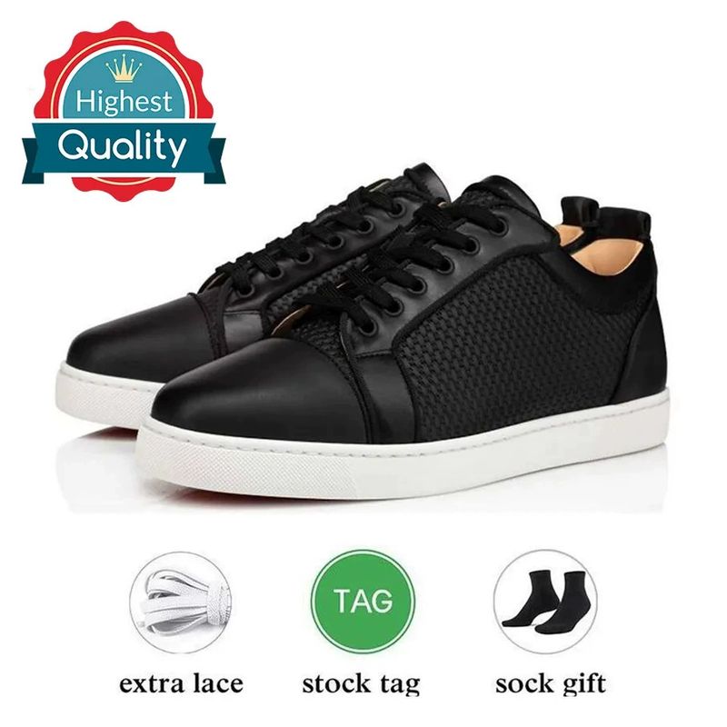 New Classic Electric Embroidery Red Sole Black Embroidered Low-Top Rivet Men's Flat Casual Crescent Shoes_voghion.com
