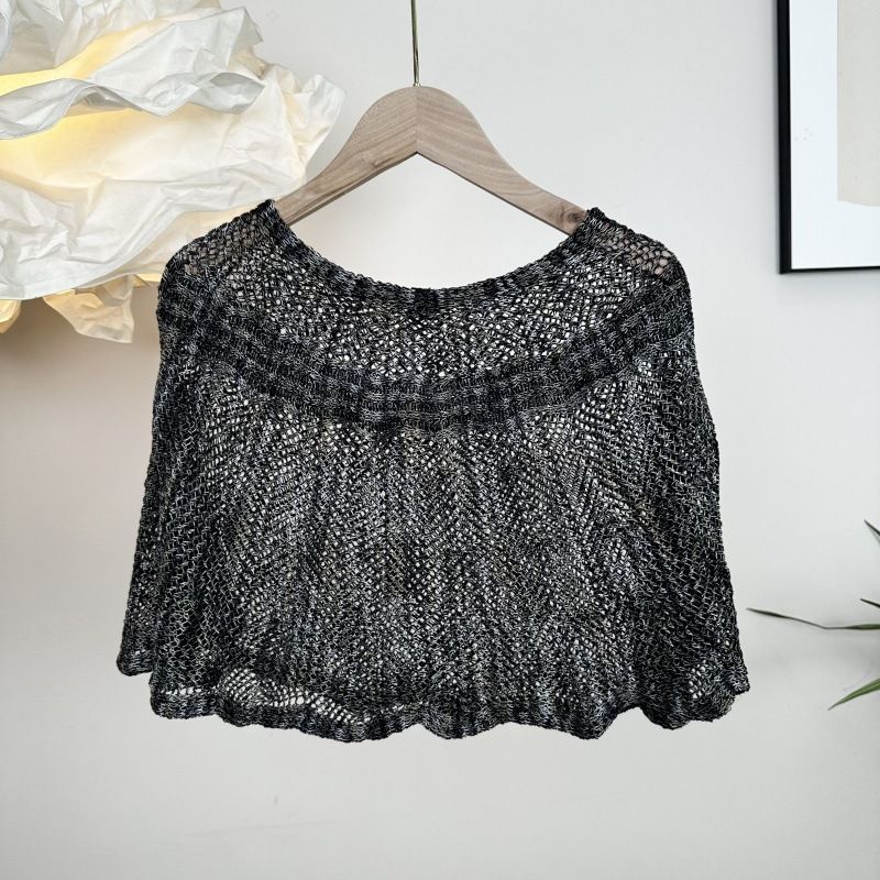 Summer New Satin Ice Silk Knitted Head Sunscreen Small Shawl Women's Air Conditioning Fashion Outerwear Travel_voghion.com