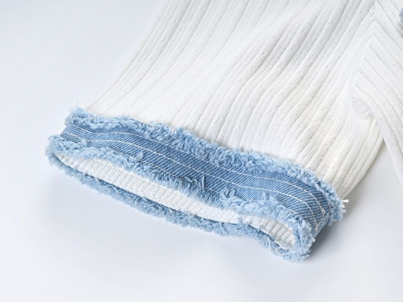 Vêtements pour femmes été denim épissage contraste couleur robe tricotée taille mince jupe longue pour femmes_voghion.com