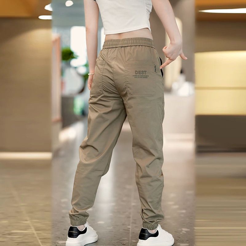Men's Workwear Ice Silk Casual Pants - Summer Lightweight Quick-Dry Slim Fit Joggers With Drawstring Waist & Cargo Pockets_voghion.com