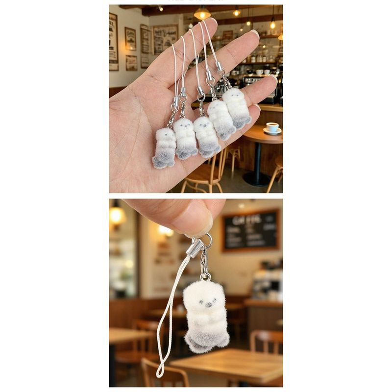 3D Seeotter Telefonkette Niedlicher Plüsch-Schlüsselanhänger Telefongurt Girly Ins Style Beflockter kleiner Anhänger_voghion.com