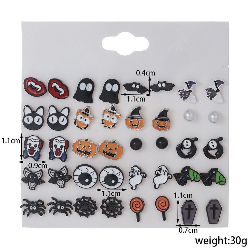 Conjunto de brincos de abóbora fantasma série Halloween, desenho animado, olhos engraçados, aranha_voghion.com