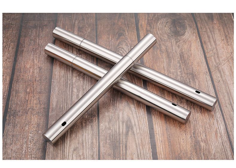 Boîte de rangement de tube de brochette de barbecue en acier inoxydable, boîte de rangement de perceuse cylindrique en acier, ustensiles de barbecue_voghion.com