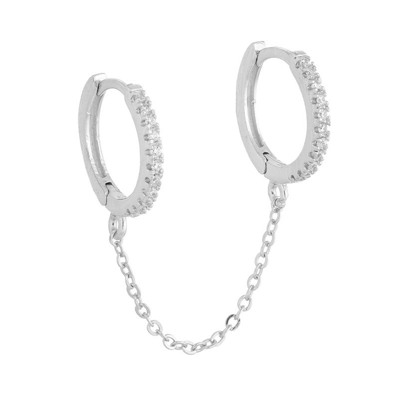 Orecchini da donna in argento sterling con catena a nappa rotonda e micro zirconi intarsiati, orecchini di tendenza_voghion.com