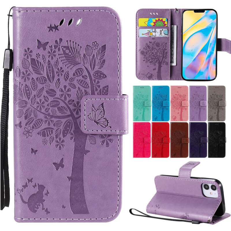 Cute Cat Tree Flip Case For Coque Google Pixel Pixel5 Pixel6 Pixel7 6A 4A 5 XL 6 7 Pro 5A 5G Wallet Card Slots Cover D06_voghion.com