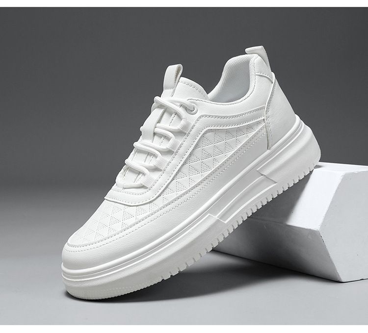 Spring New Breathable White Sneakers Men's Korean Style Versatile Thick-Soled Sports Casual Trendy Shoes_voghion.com