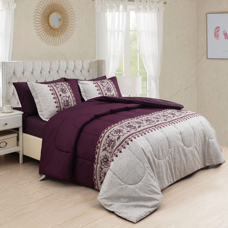 Quilt Set Purple Fat Quilt Core Chemical Fiber Quilt Quilt Three Piece Set_voghion.com