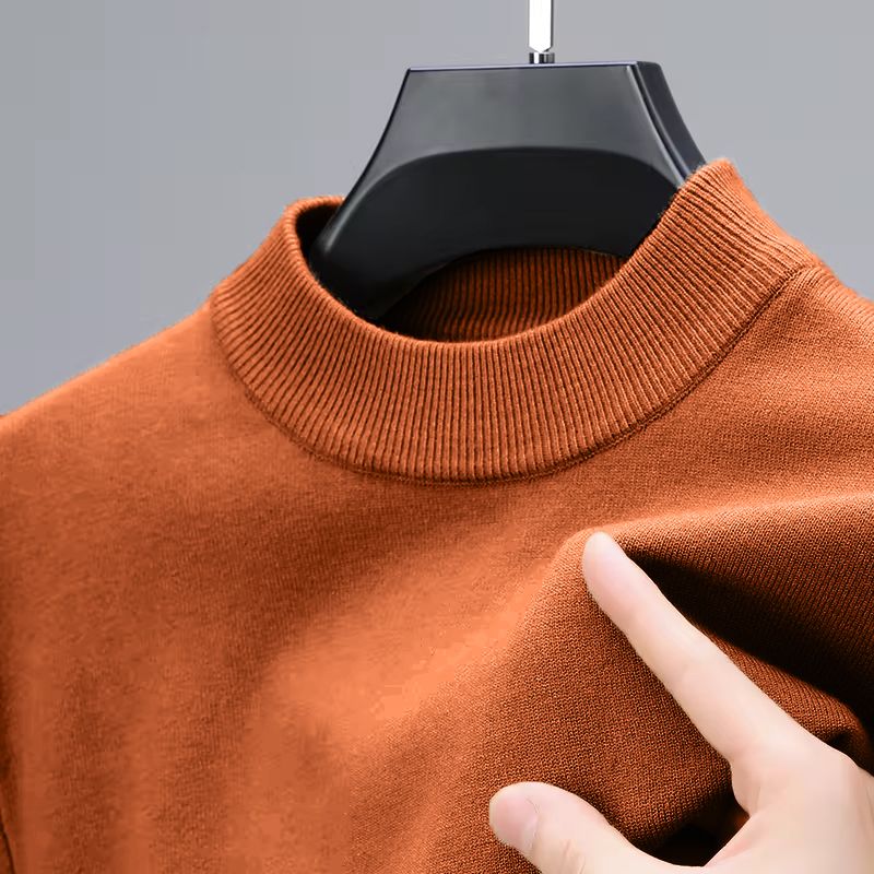 Halve Rollkragen Strickwaren Pullover Neue Herbst/Winter Mock Neck Sweatshirts Einfarbig Pullover Mann Marke Casual Heren Kleidung_voghion.com
