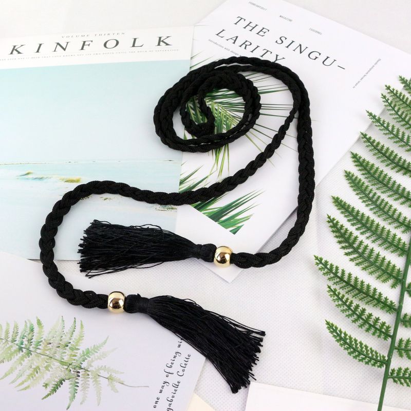 Chaîne de taille en corde métallique avec pompon, tendance, polyvalente et sexy, fine, pour femme, idéale pour décorer une robe_voghion.com