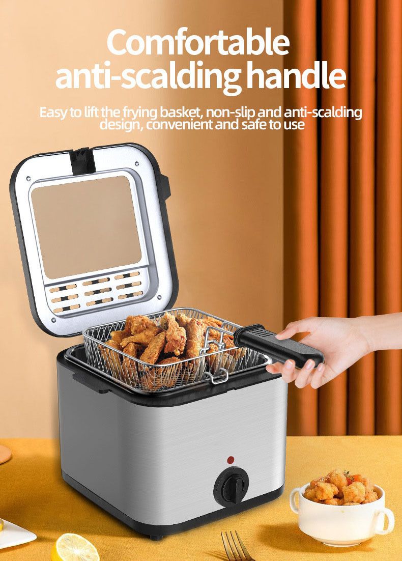 Quadratische Fritteuse nach US-Standard 110 V, elektrische Fritteuse aus Edelstahl, Fritteuse nach europäischem Standard für Hähnchenfilets und Pommes Frites_voghion.com