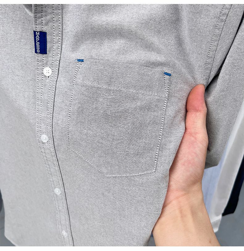 Camicia casual classica da uomo - 100% cotone, maniche lunghe, con bottoni (bianco/blu navy/blu/grigio, taglie dalla M alla 4XL, traspirante e versatile per l'uso quotidiano)_voghion.com