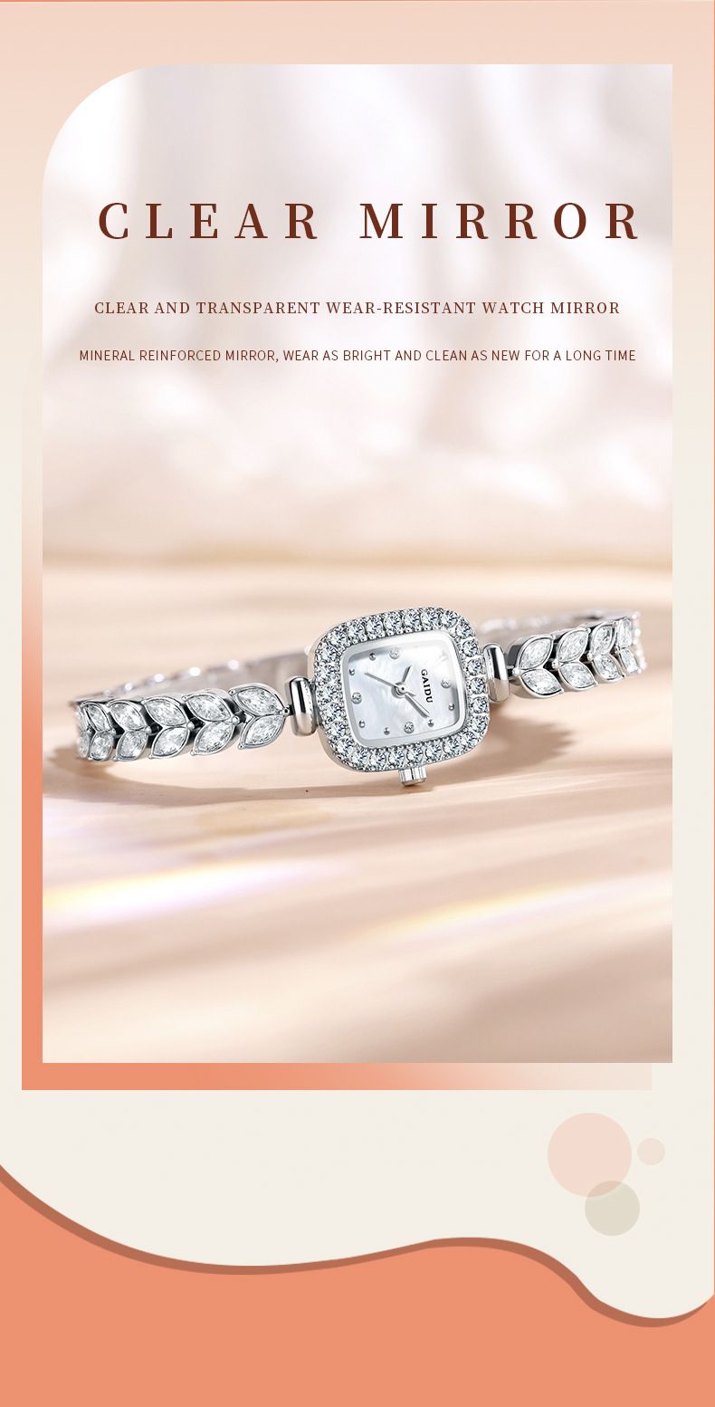 Elegant Square Diamond Accent Quartz Watch For Women - Stainless Steel & Alloy Band, Water Resistant, Fashionable Jewelry Clasp_voghion.com