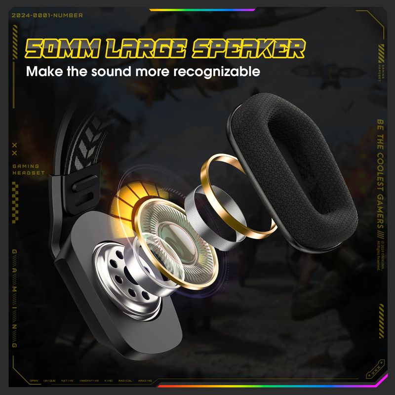 ONIKUMA X13 Gaming-Headset Mit Mikrofon, RGB-Leuchten, Kabelgebundenes Over-Ear-Headset Für PC, Laptop, Spiele Und Musik_voghion.com