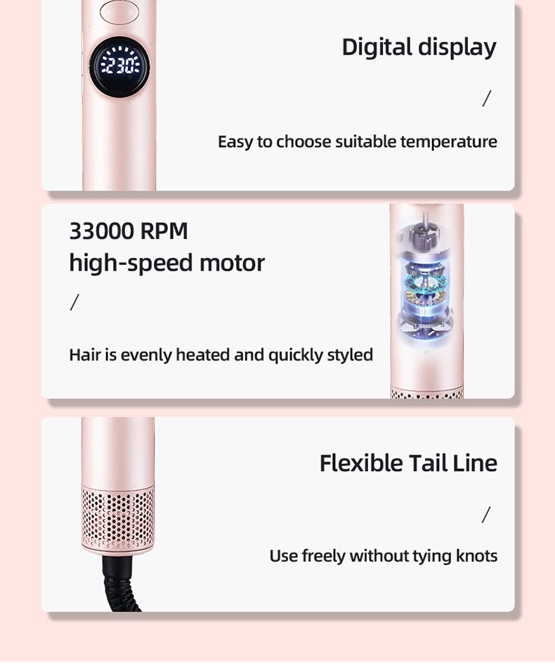 Volumenkamm mit Heiß- und Kaltluft, Glätteisen mit Verbrühungsschutz und LCD, 2-in-1-Haarstyling-Tool_voghion.com