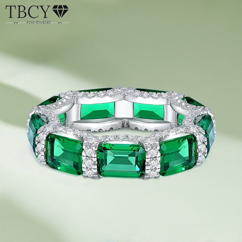 Heiße Verkäufe Heiße Verkäufe TBCYD Smaragd High Carbon Diamant Eternity Ringe Für Frauen S Sier 5A Zirkon Edelstein Hochzeit Band Finger Ring Fein_voghion.com