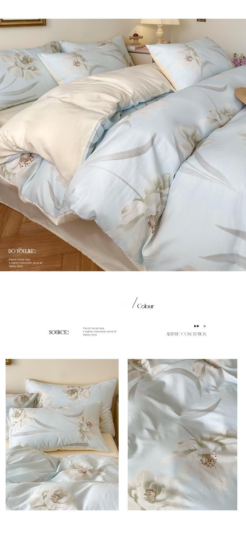 Set di biancheria da letto estiva in Lyocell Tencel, quattro pezzi, nuovo, Ice Silk, copripiumino e lenzuolo con angoli, tre pezzi_voghion.com
