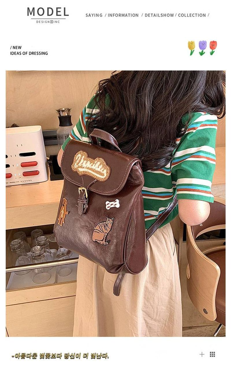 Original design nische katze rucksack Neue retro große kapazität lo Niang süße klasse tasche_voghion.com