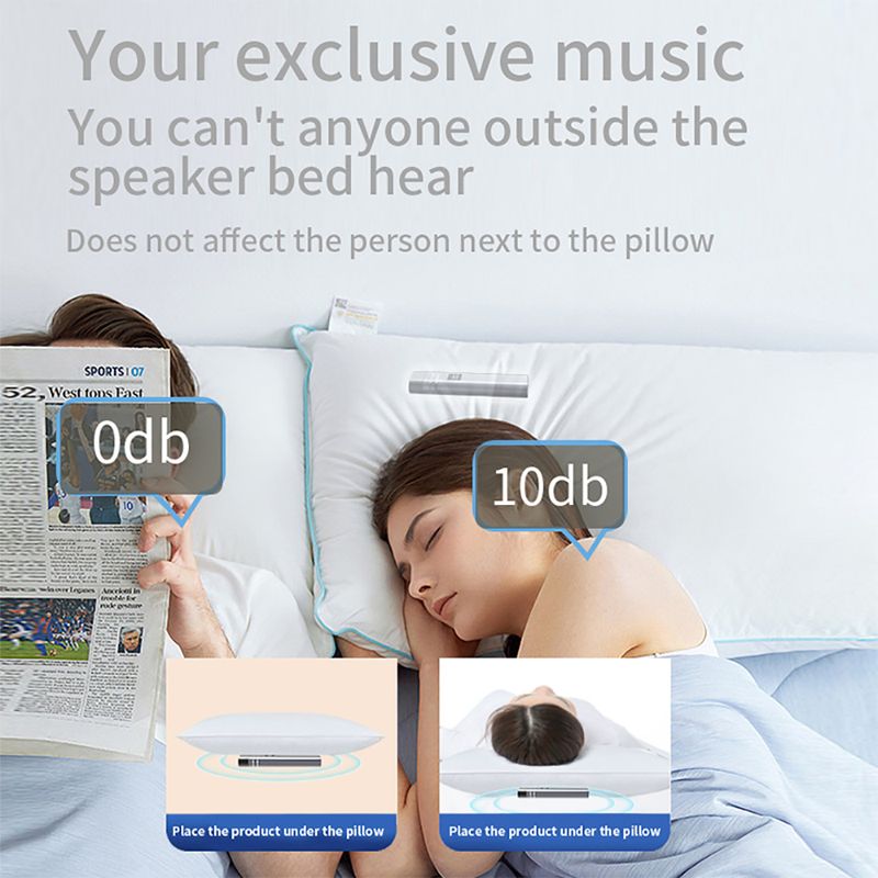 Aid Bluetooth Knochenleitung unter Kissen Dual-Lautsprecher Sound Box Musik-Player LED-Anzeige Sleep-Timer_voghion.com
