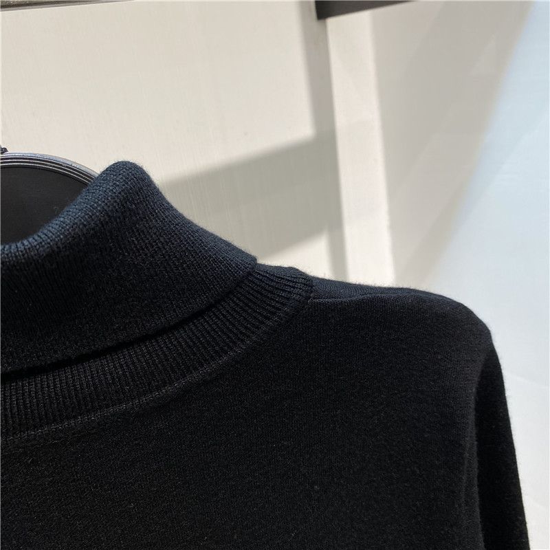 Herrenbekleidung Herren Winter neuer Pullover schwarzer Rollkragenpullover mit Stickerei Schafspelz Strickpullover Mode Business Herrenhemd B1EGA4326_voghion.com