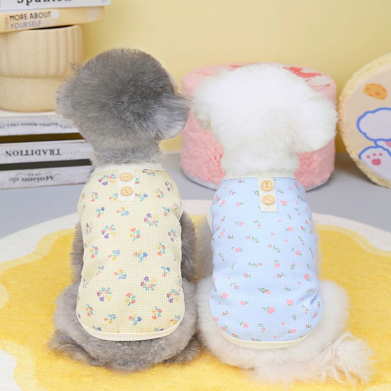 Teddybeer Hond Huisdier Kleding Lente/Zomer 23 Wafel Bloemen Vest_voghion.com