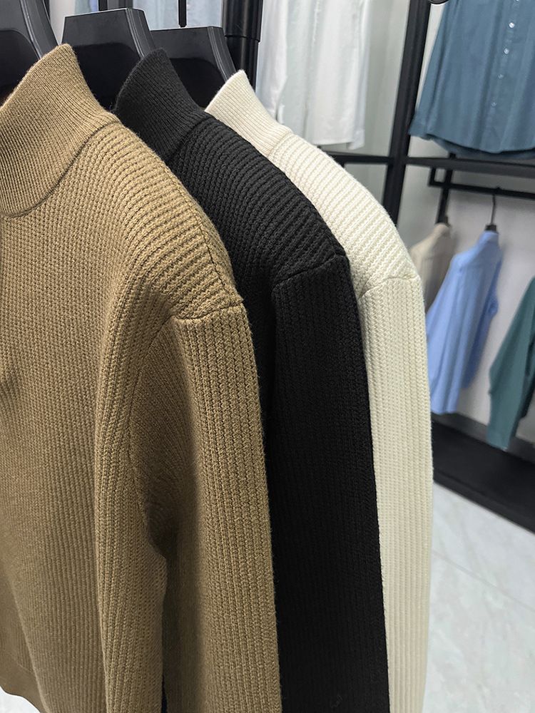 Herren-Strickpullover mit Stehkragen und halbem Reißverschluss – Trendiger Freizeitpullover für Herbst & Winter, klassisches Lagenteil_voghion.com