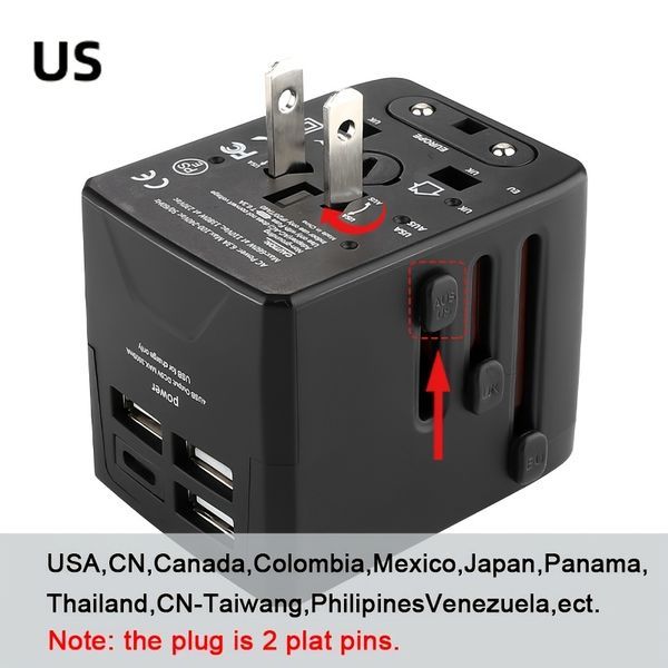 Multi-Functional Travel Converter Plug; Universal Plug Converter; Eur-US Standard Socket_voghion.com