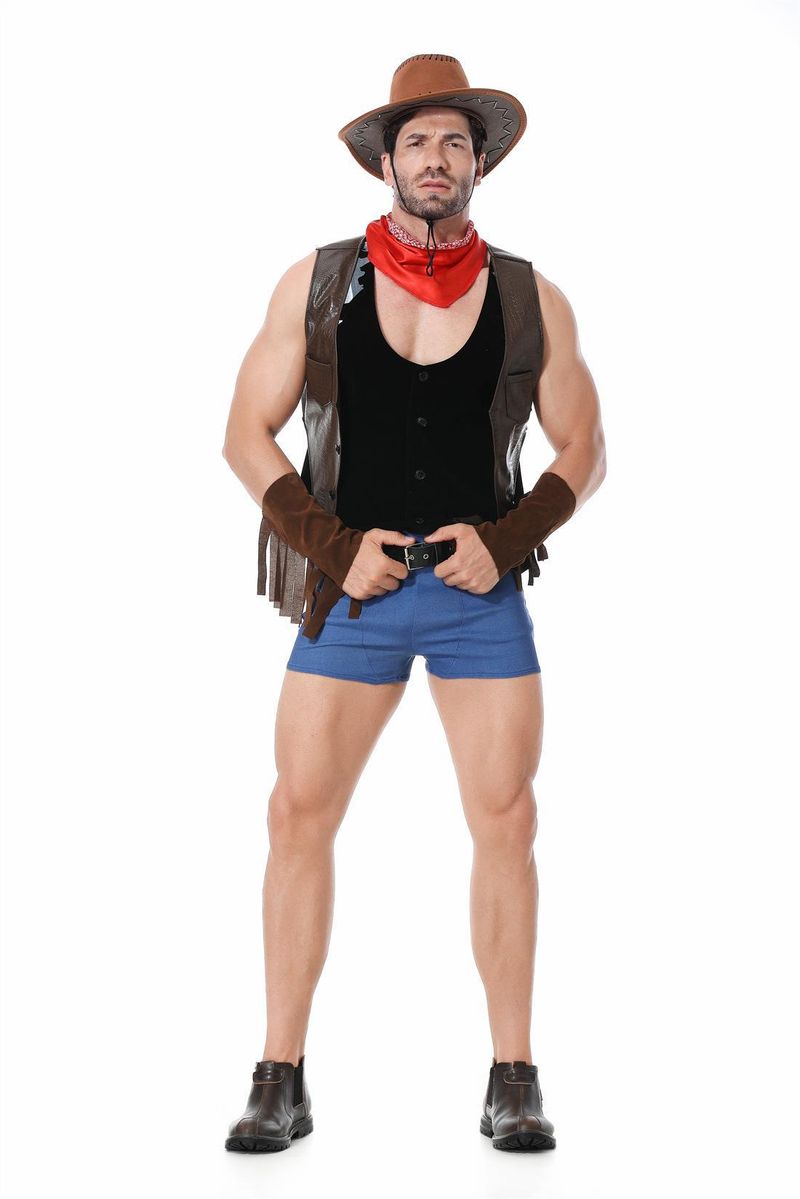 Nowy kostium na Halloween Western Cowboy dla mężczyzn dla dorosłych, do odgrywania ról w barze_voghion.com